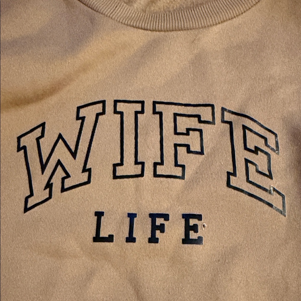 SHEIN Tan 'Wife Life' Crew Neck Sweater - Picture 3 of 10